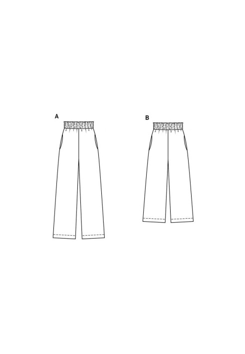 Pattern Straight-cut pants with a wide elastic waistband (Burda 1/2020, pattern number 6229 A)