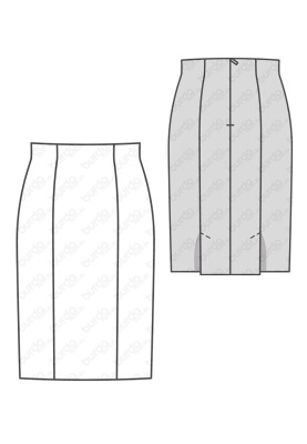 Pattern Pencil skirt with two back slits (Burda 2/2016, pattern no. 6582 D)