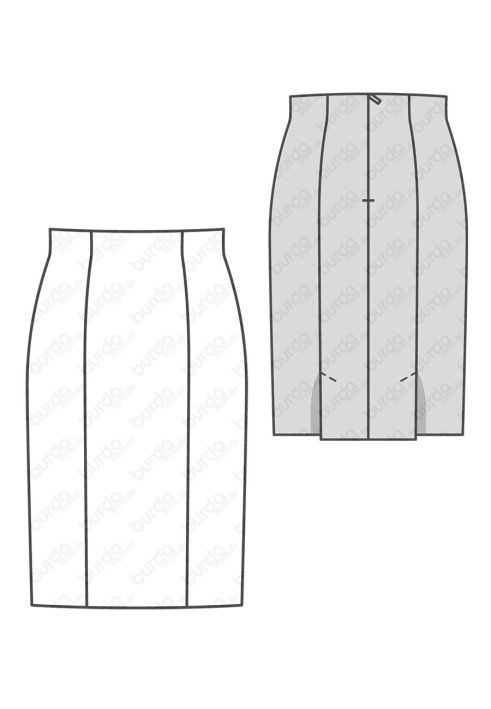 Pattern Pencil skirt with two back slits (Burda 2/2016, pattern no. 6582 D)