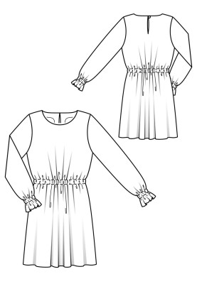 Pattern Mini dress with drawstring at the waist (Burda 8/2019, pattern number 101)