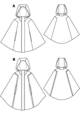 Выкройка Накидка кейп с застежкой на молнию (Burda 10/2011, № выкройки 101 B)