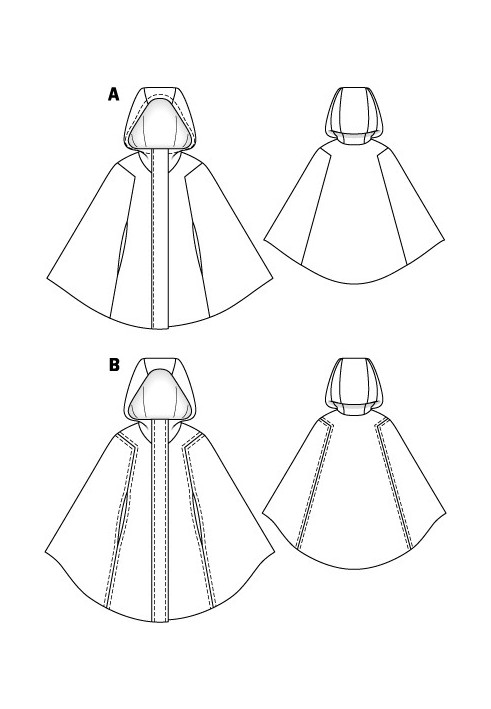 Pattern Cape cape with zipper (Burda 10/2011, pattern number 101 B)