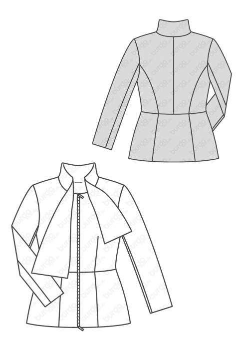 Pattern Jacket with basque and bow collar (Burda 2/2019, pattern number 6293 A)