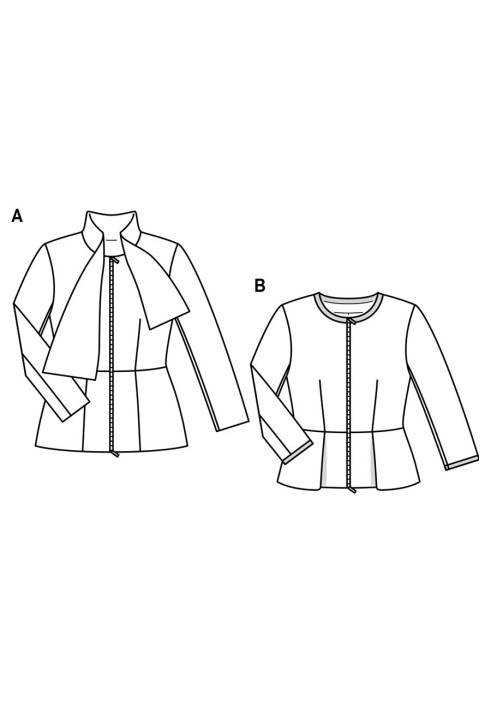 Pattern Jacket with basque and bow collar (Burda 2/2019, pattern number 6293 A)