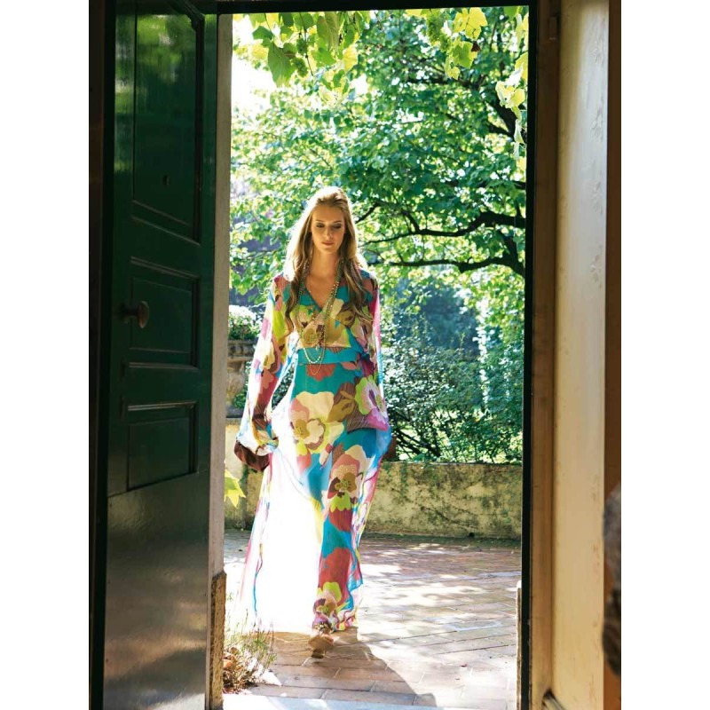 Pattern Maxi dress with obi...