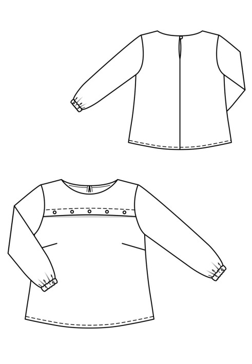 Pattern Blouse of a flared silhouette with a round neck (Burda 1/2020, pattern number 123 A)