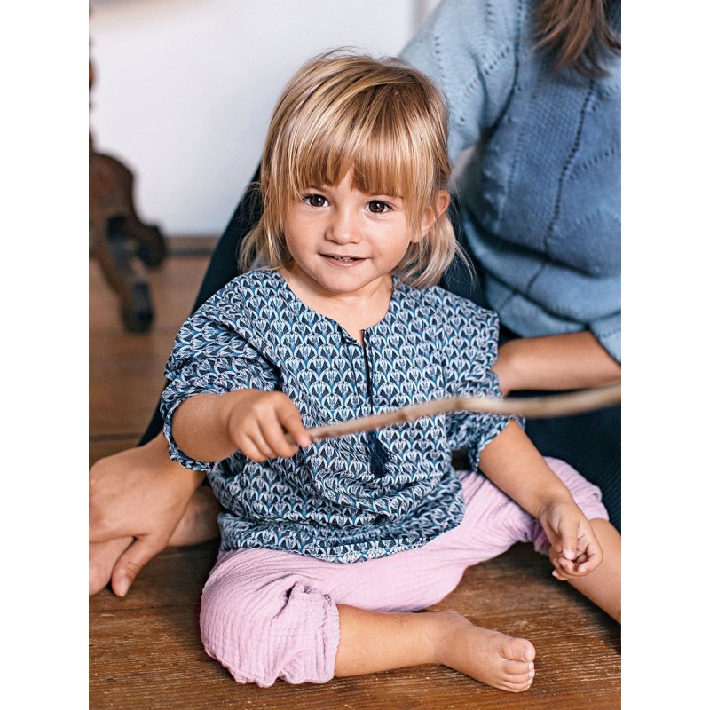 Pattern Blouse with solid...