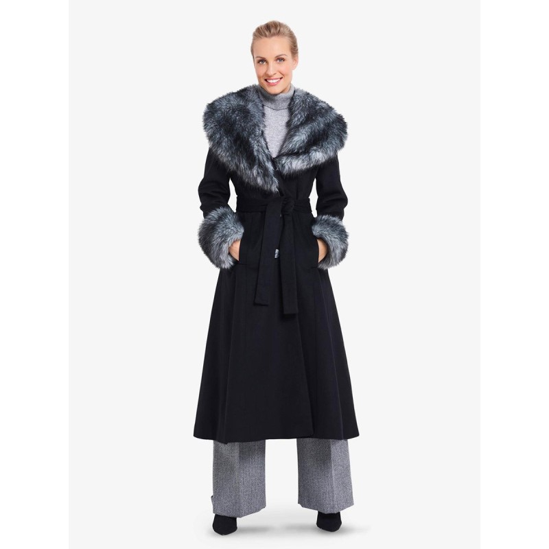 Pattern Coat with shawl fur...