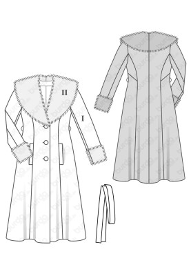 Pattern Coat with shawl fur collar (Burda 2/2018, pattern number 6387 A)