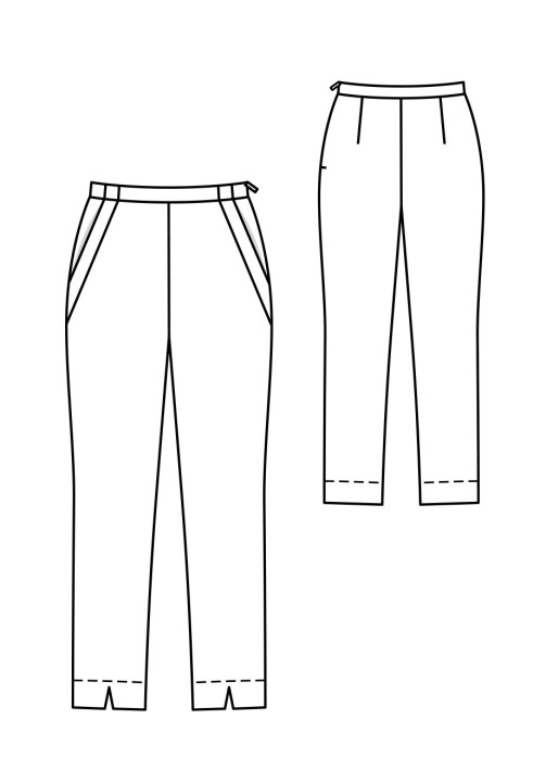 Pattern Pants of a narrow cut with slits (Burda 4/2019, pattern number 109 A)