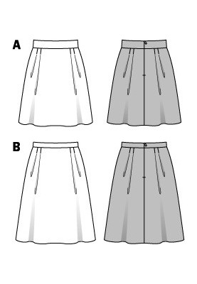 Выкройка Юбка А-силуэта на узком поясе (Burda 2/2014, № выкройки 6836 A)