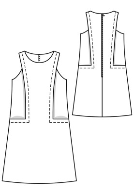 Pattern A-line dress with in-seam pockets (Burda 7/2018, pattern number 118)