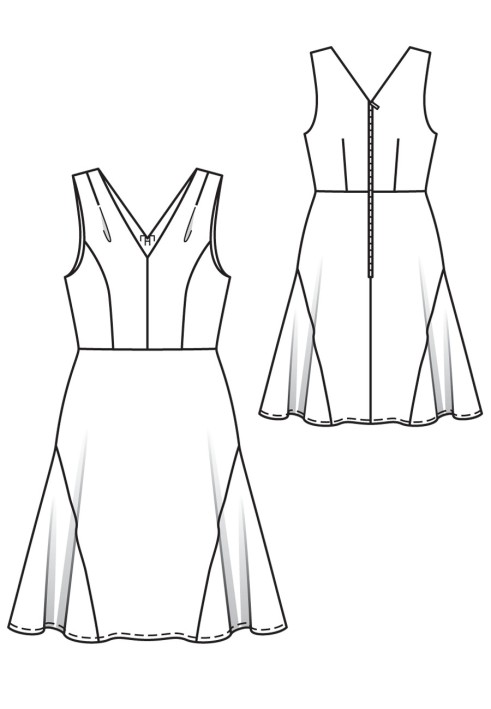 Pattern The dress can be cut off and with sewn-in wedges (Burda 6/2017, pattern number 112)