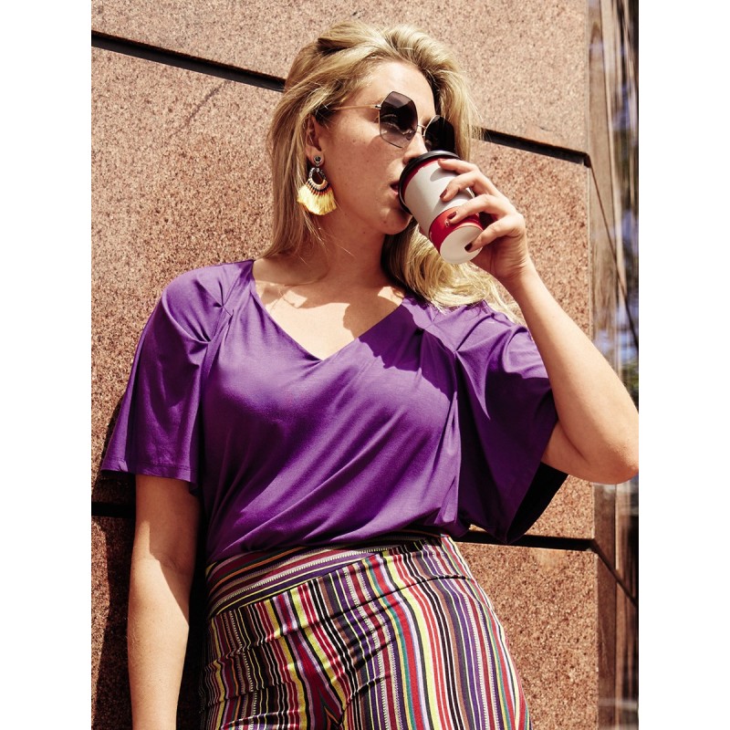 Pattern Blouse with oblique...