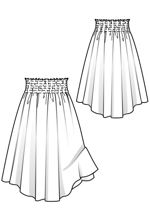 Pattern Two-layer skirt on an elastic belt (Burda 7/2018, pattern number 103 A)