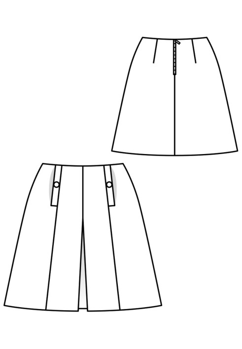 Pattern A-line skirt with opposite pleat (Burda 7/2018, pattern number 114 A)