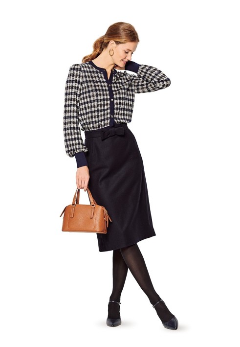 Pattern Straight-cut skirt with a bow on the waist (Burda 2/2020, pattern no. 6181 B)