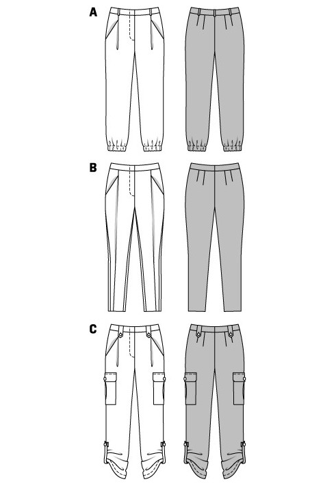 Pattern Pants of a narrowed silhouette with relief seams (Burda 1/2014, pattern number 6907 B)