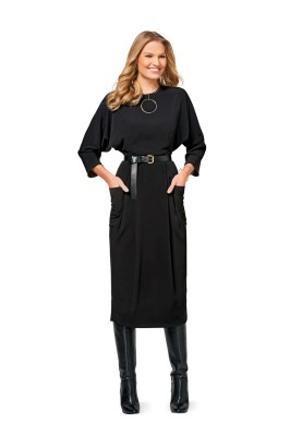 Pattern Dress with solid sleeves "bat" (Burda 2/2017, pattern no. 6451 A)