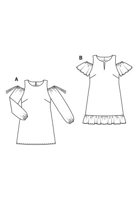 Pattern Dress with wing sleeves and open shoulders (Burda 1/2018, pattern number 6402 B)