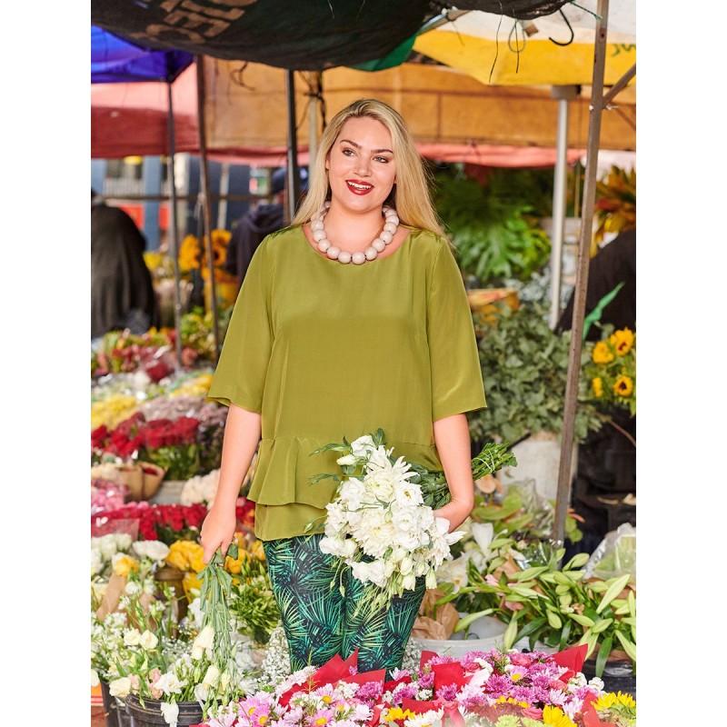 Pattern Silk blouse with...