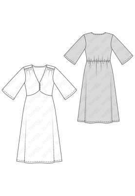 Pattern Knitted dress with flared sleeves (Burda 2/2019, pattern number 6271 A)