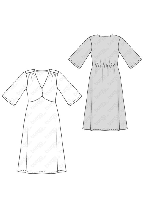 Pattern Knitted dress with flared sleeves (Burda 2/2019, pattern number 6271 A)