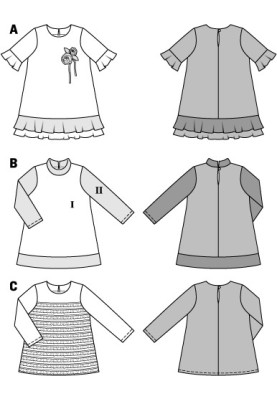 Викрійка Сукня А-силуету з воланами (Burda 2/2014, № викрійки 9428 A)