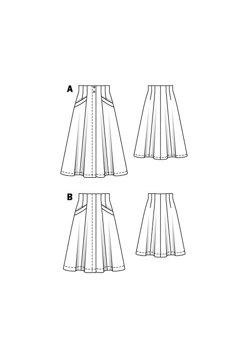 Pattern Midi skirt with high waist (Burda 5/2012, pattern no. 106 A)