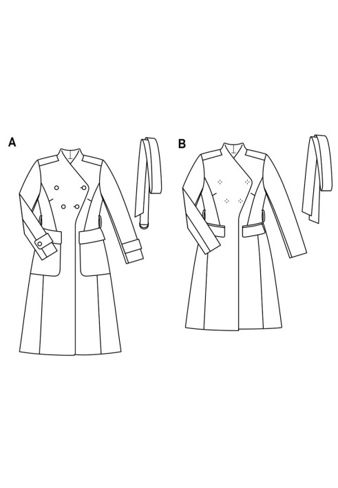 Pattern Coat of a fitted silhouette with a stand-up collar (Burda 2/2019, pattern number 6290 A)