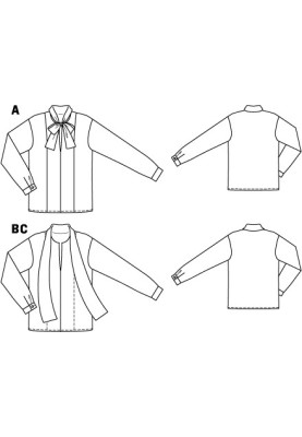 Выкройка Блуза шифоновая с воротником-бантом (Burda 10/2011, № выкройки 128 B)