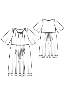 Pattern Empire dress with lace on the bottom edge (Burda 7/2020, pattern number 109)