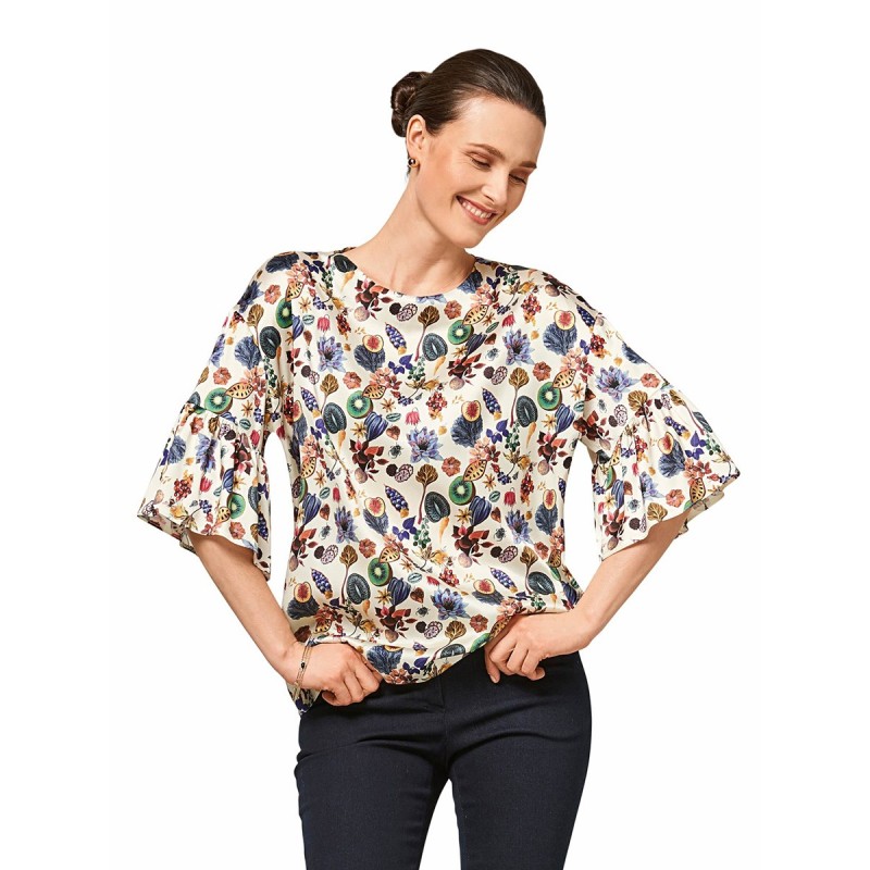 Pattern Blouse with wide...