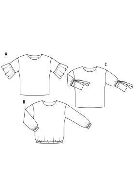Выкройка Блуза с широкими оборками на рукавах (Burda 2/2017, № выкройки 6458 A)