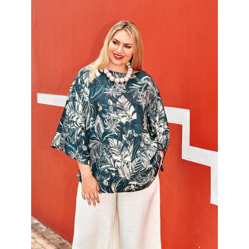 Pattern Poncho blouse with...