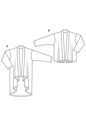 Выкройка Кардиган длинный с драпированными пилочками (Burda 2/2017, № выкройки 6490 A)