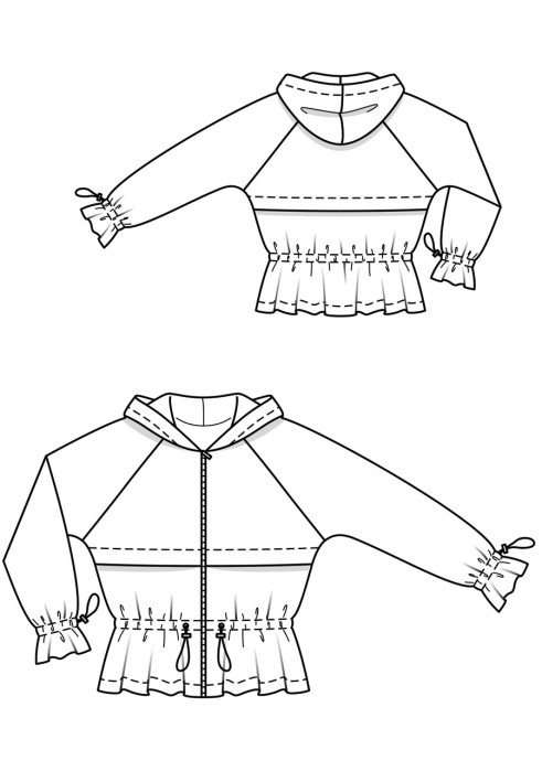 Выкройка Куртка с капюшоном и рукавами реглан (Burda 2/2019, № выкройки 110)