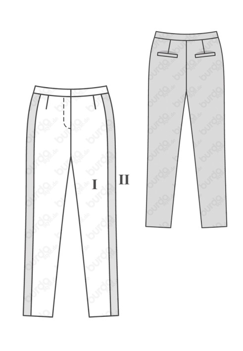 Pattern Tapered trousers with satin stripes (Burda 2/2018, pattern number 6377 B)