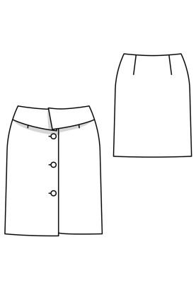 Pattern Skirt of a straight cut with a shaped yoke (Burda 7/2019, pattern number 110 B)