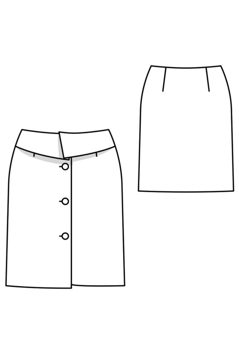 Pattern Skirt of a straight cut with a shaped yoke (Burda 7/2019, pattern number 110 B)