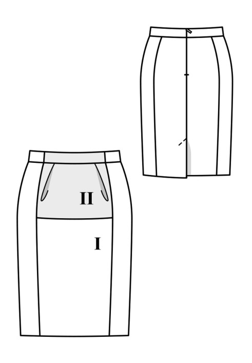 Выкройка Юбка-карандаш с контрастной деталью (Burda 11/2018, № выкройки 114 A)