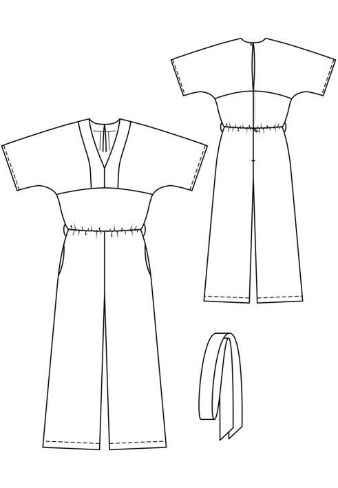 Pattern Jumpsuit with bat sleeves (Burda 6/2018, pattern number 113 A)