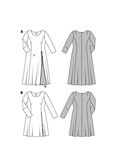 Pattern Dress with a pleat-cut with a zipper (Burda 2/2016, pattern number 6621 B)