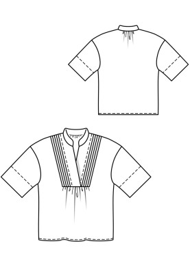 Pattern Blouse of spacious cut with plastron (Burda 6/2018, pattern number 112)