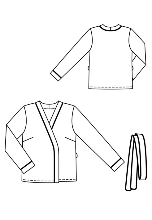 Выкройка Блузка в стиле кимоно с поясом (Burda 6/2020, № выкройки 115)