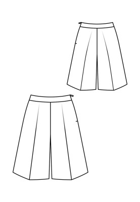 Bermuda pattern of a flared cut with arrow pleats (Burda 6/2020, pattern number 113)