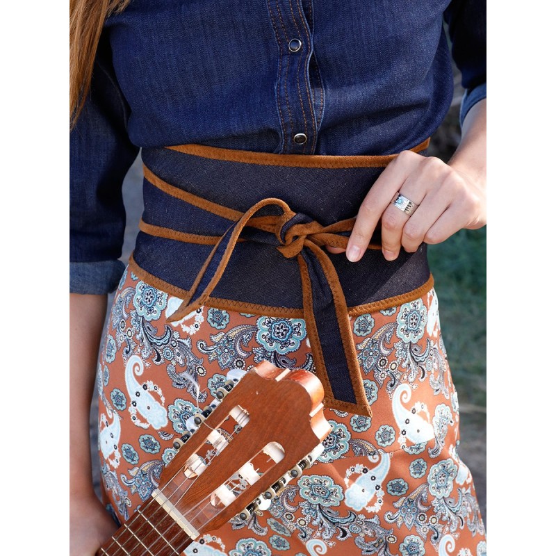 Pattern Denim obi belt...