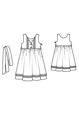 Pattern A cutaway dress with a belt-bow (Burda 6/2010, pattern number 150)