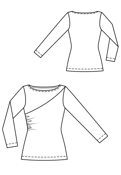 Pattern Pullover of a pressed cut with assemblies in the seam (Burda 11/2018, pattern number 113)