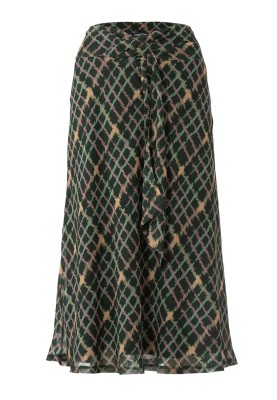 Pattern Skirt with a long solid cut tie at the waist (Burda 11/2019, pattern number 111 A)